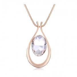 Gold Plated Boutique Sweater Chain White Crystal